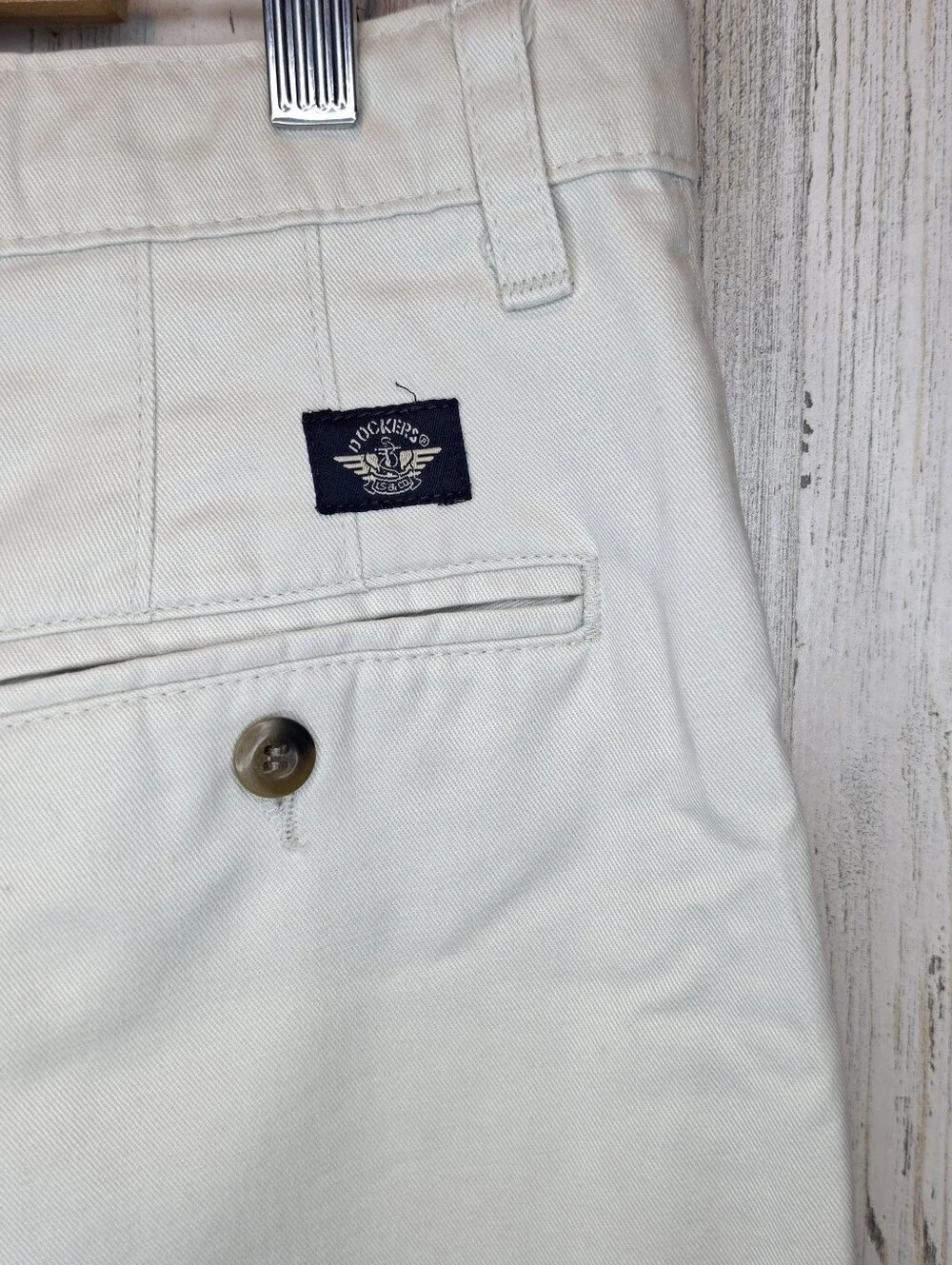 Dockers Loose Fit Pleated Chino Pants 36x30 Ivory Cream Vintage 90s